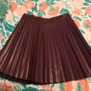 Faux leather midi skirt with pleats